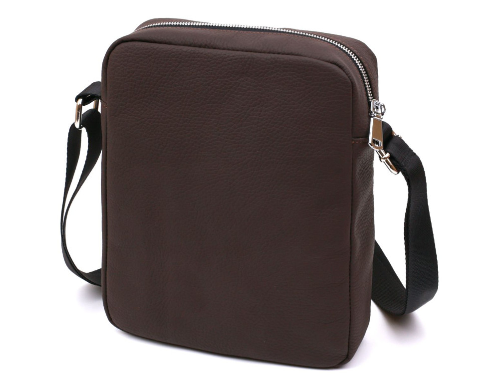 Коричневая кожаная сумка мессенджер Shvigel leather 16335 - Фото № 2