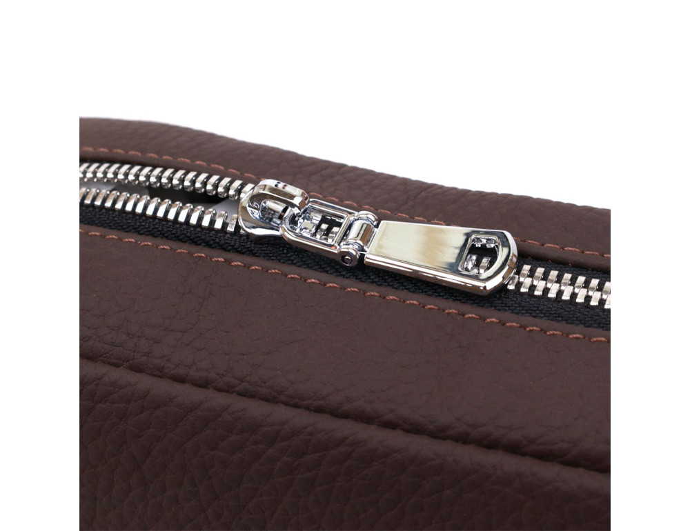 Коричневая кожаная сумка мессенджер Shvigel leather 16335 - Фото № 6