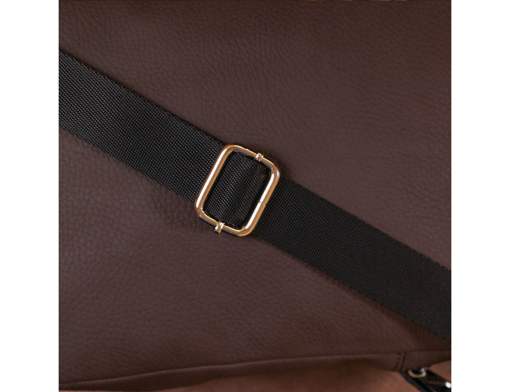 Коричневая кожаная сумка мессенджер Shvigel leather 16335 - Фото № 9