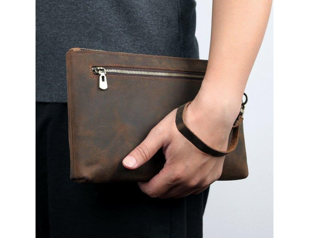 Коричневая папкп-клатч из кожи Crazy horse Vintage 14954 - Фото № 3