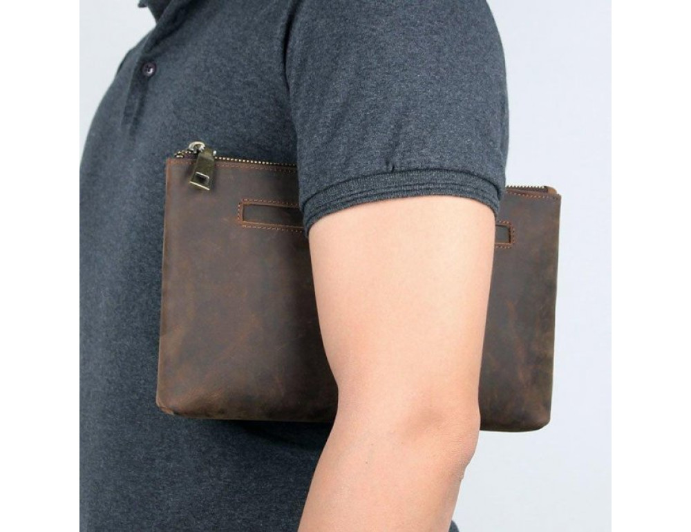 Коричневая папкп-клатч из кожи Crazy horse Vintage 14954 - Фото № 4