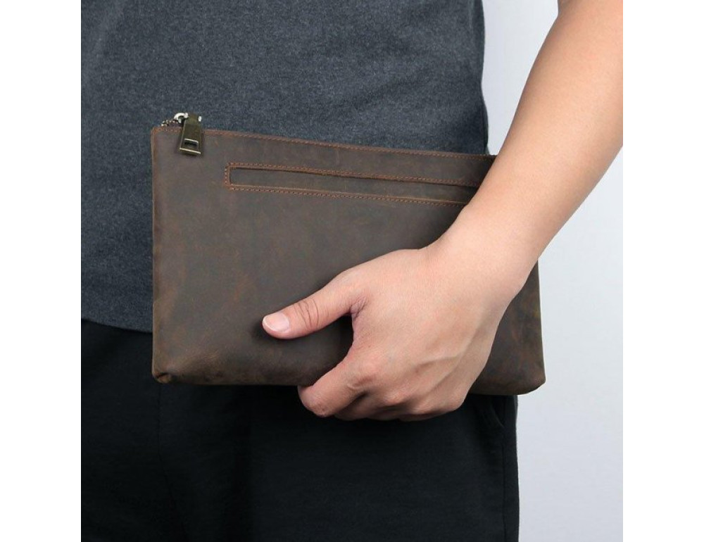 Коричневая папкп-клатч из кожи Crazy horse Vintage 14954 - Фото № 5