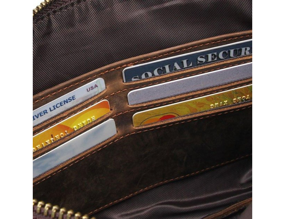 Коричневая папкп-клатч из кожи Crazy horse Vintage 14954 - Фото № 6