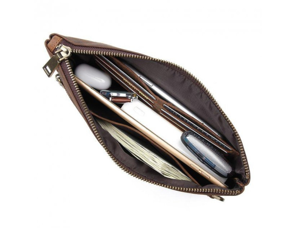 Коричневая папкп-клатч из кожи Crazy horse Vintage 14954 - Фото № 7