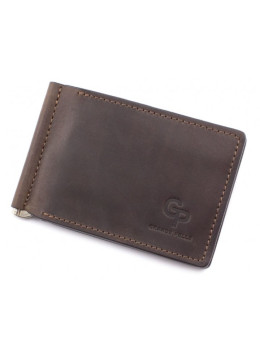 Коричневый кожаный зажим для денег с монетницой Grande Pelle 125120