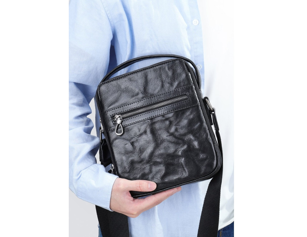 Шкіряна барсетка через плече чоловіча Bexhill BX6096 Black - Фотографія № 3