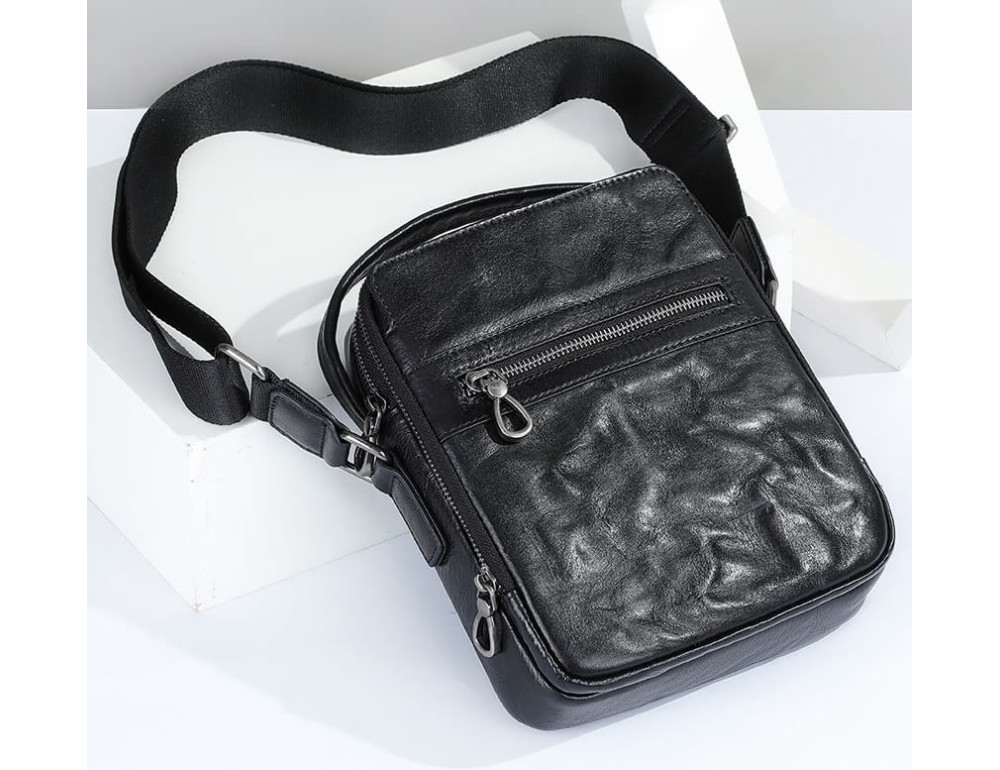Шкіряна барсетка через плече чоловіча Bexhill BX6096 Black - Фотографія № 5