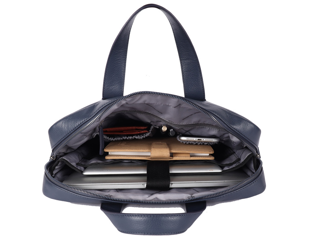 Шкіряна сумка для ноутбука Brampton London 64273 Navy Maven Black (14") - Фотографія № 7