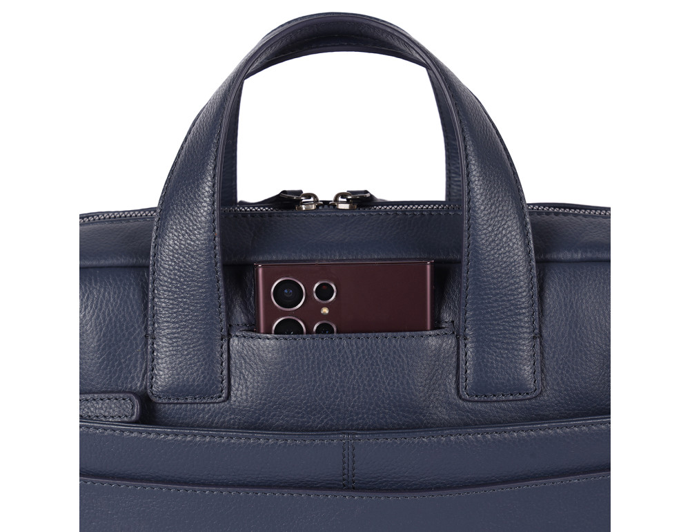 Шкіряна сумка для ноутбука Brampton London 64273 Navy Maven Black (14") - Фотографія № 14