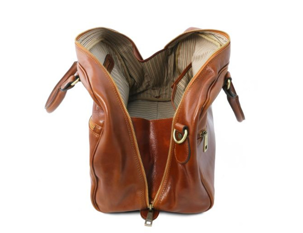 Мала дорожня сумка зі шкіри Tuscany Leather TL141405 Brown Voyager - Фотографія № 5