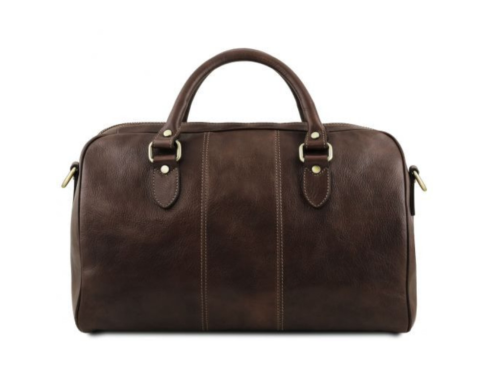 Маленька шкіряна сумка дорожня LISBONA Tuscany Leather TL141658 DARK BROWN - Фотографія № 3
