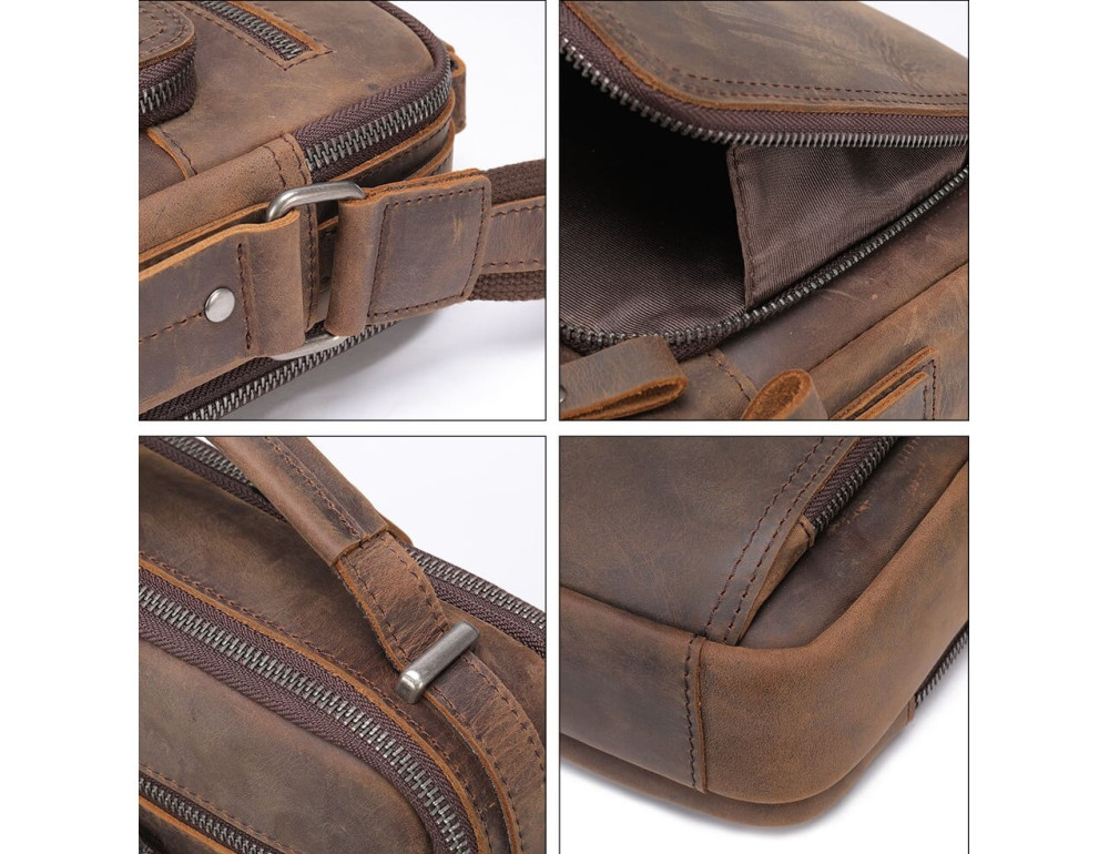 Чоловіча барсетка з ручкою через плече з  шкіри Bexhill bx6014 coffe - Фотографія № 5