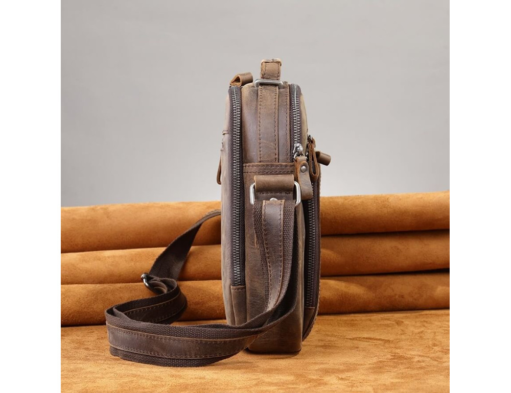 Чоловіча барсетка з ручкою через плече з  шкіри Bexhill bx6014 coffe - Фотографія № 6