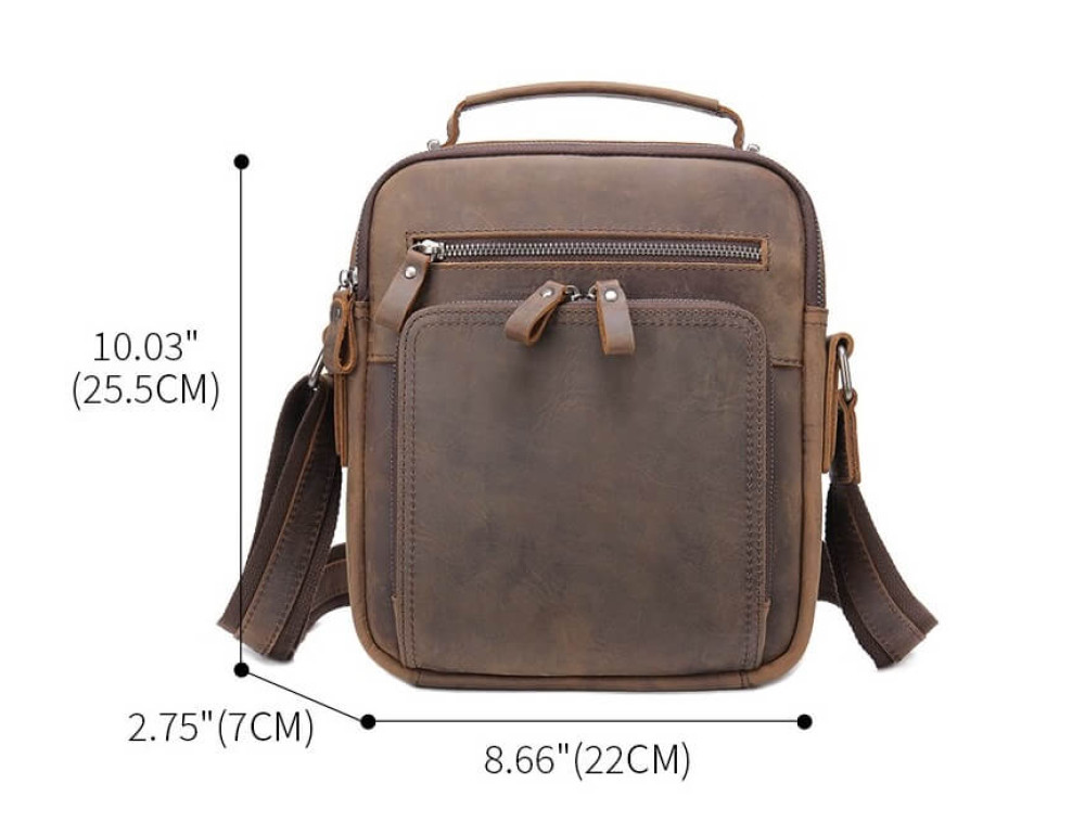 Чоловіча барсетка з ручкою через плече з  шкіри Bexhill bx6014 coffe - Фотографія № 8