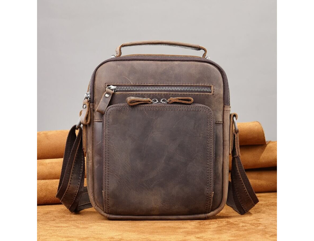 Чоловіча барсетка з ручкою через плече з  шкіри Bexhill bx6014 coffe - Фотографія № 9