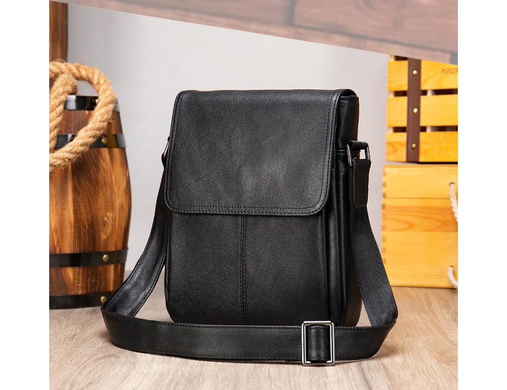 Мужская кожаная сумка через плечо Bexhill BX9805 Black - Фото № 3