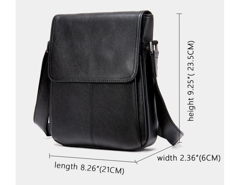 Мужская кожаная сумка через плечо Bexhill BX9805 Black - Фото № 4