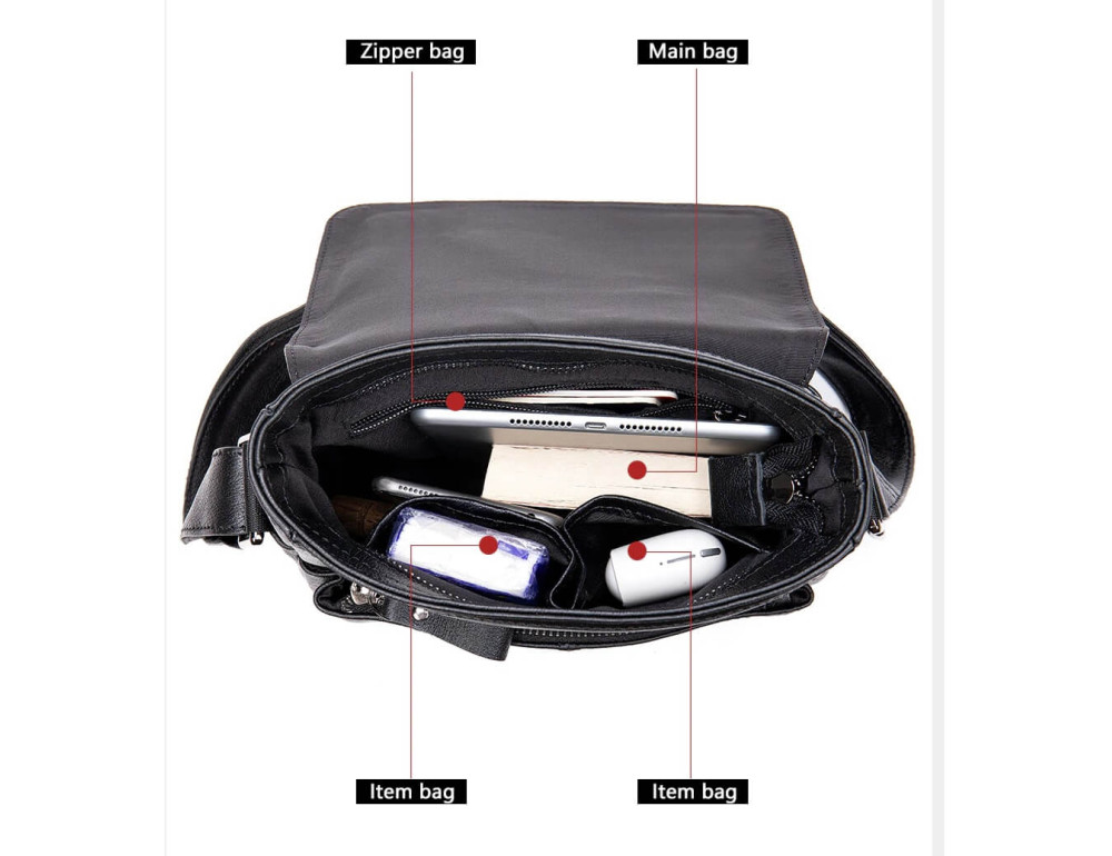 Мужская кожаная сумка через плечо Bexhill BX9805 Black - Фото № 8