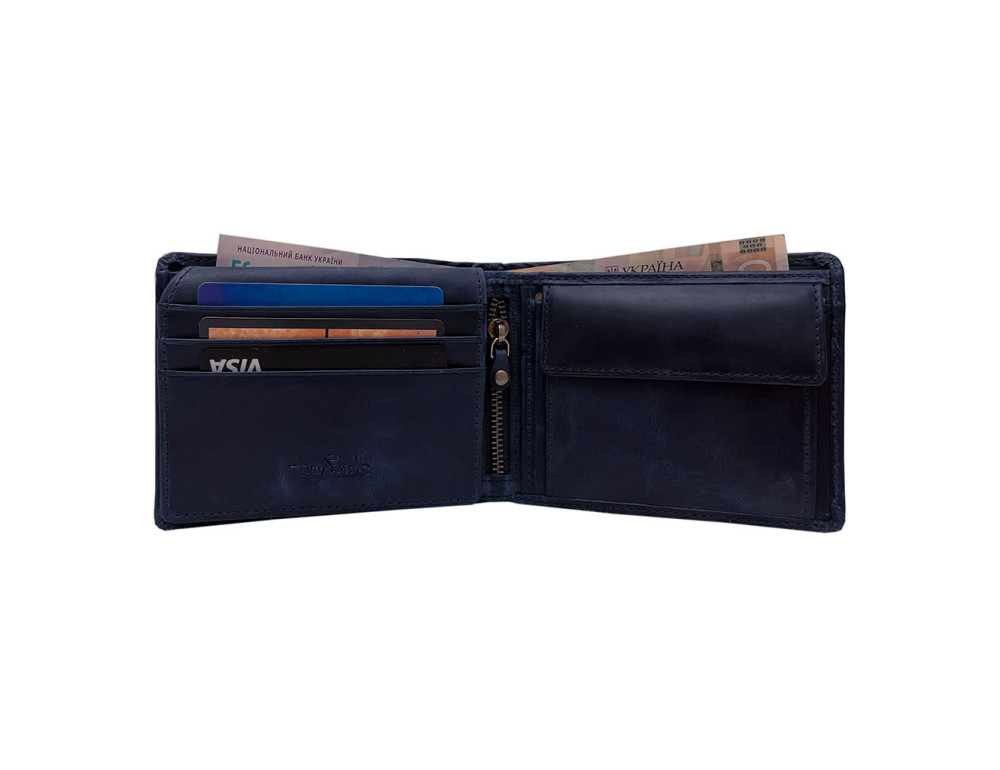 Синее портмоне мужское из матовой кожи Tony Perotti Arno 533 blue - Фото № 3