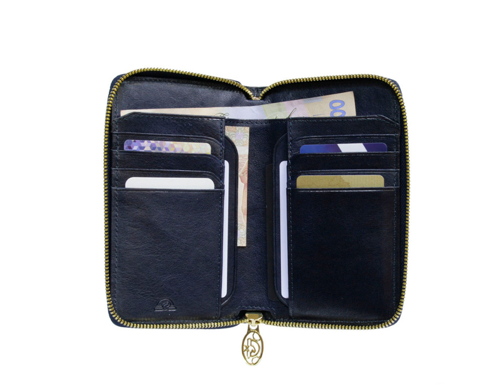 Синий женский кошелёк из натуральной кожи Tony Perotti Topkapi 3441 navy - Фото № 4