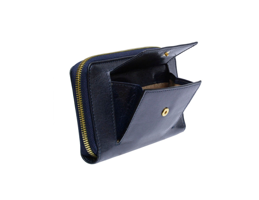 Синий женский кошелёк из натуральной кожи Tony Perotti Topkapi 3441 navy - Фото № 5