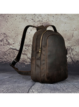 Тёмно-коричневый кожаный рюкзак для брутального мужчины Tiding Bag M37-XB621d