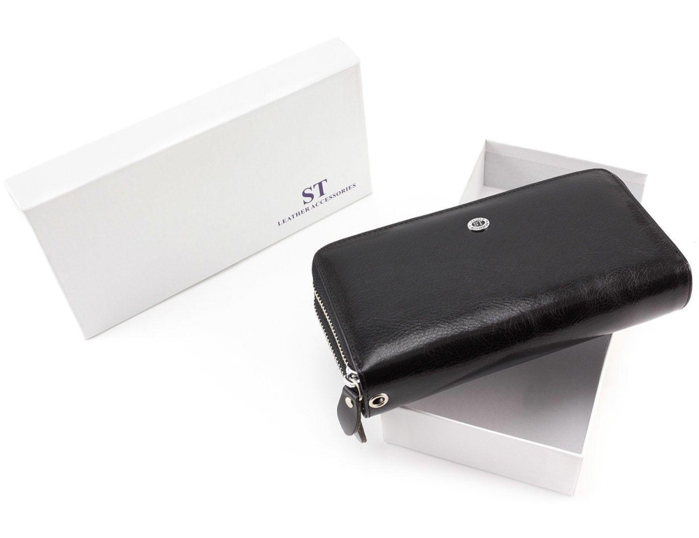 Чорний шкіряний клатч на два відділення ST Leather ST139-3A - Фотографія № 6