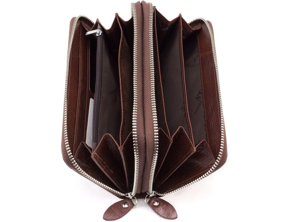 Коричневий шкіряний клатч на два відділення ST Leather ST139-3C - Фотографія № 2
