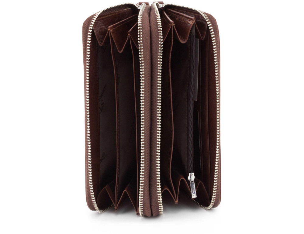 Коричневий шкіряний клатч на два відділення ST Leather ST139-3C - Фотографія № 3