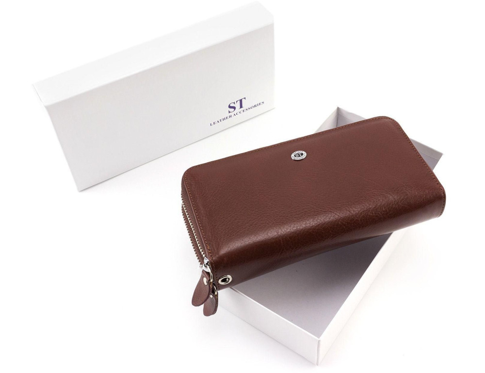 Коричневий шкіряний клатч на два відділення ST Leather ST139-3C - Фотографія № 5