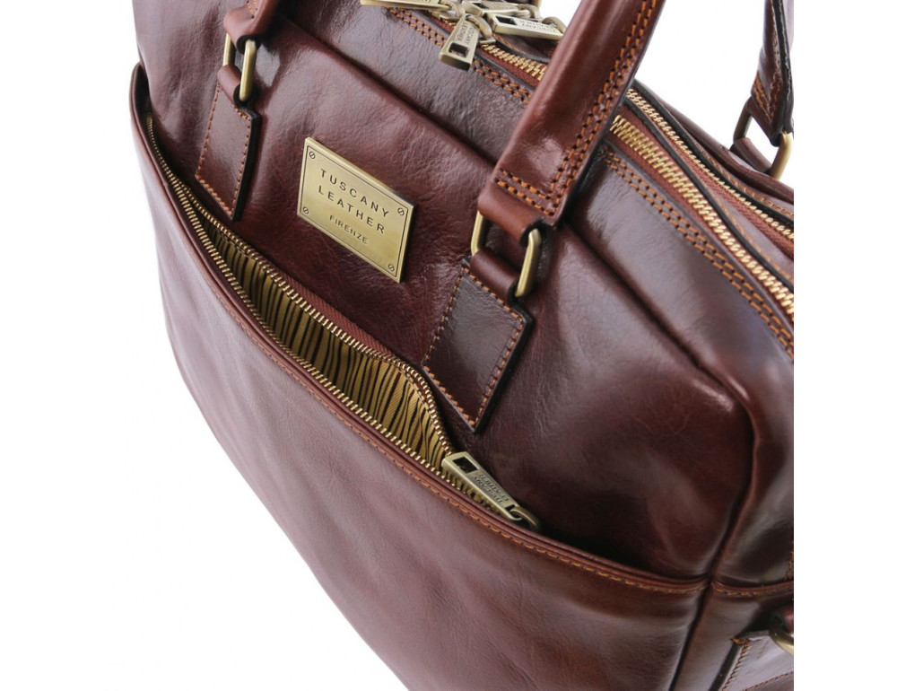 Стильна сумка для ноутбука 15.6 дюймів Tuscany Leather TL141894 Brown - Фотографія № 9