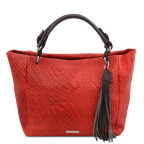 Стильна жіноча сумка із плетеної шкіри Tuscany Leathe TL142066 Red - Фотографія № 100