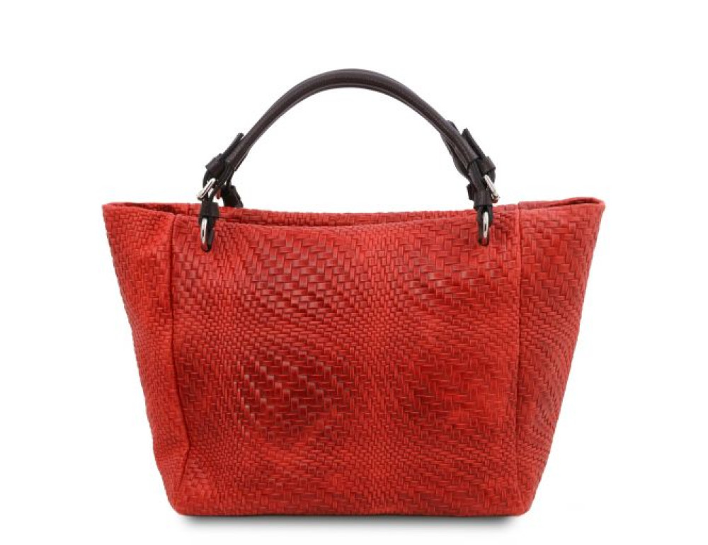Стильна жіноча сумка із плетеної шкіри Tuscany Leathe TL142066 Red - Фотографія № 4