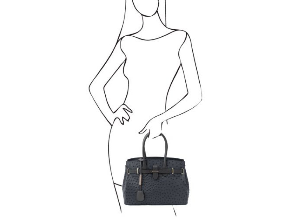 Сіра жіноча сумка зі страусиної шкіри Tuscany Leather TL142120 Gray - Фотографія № 2