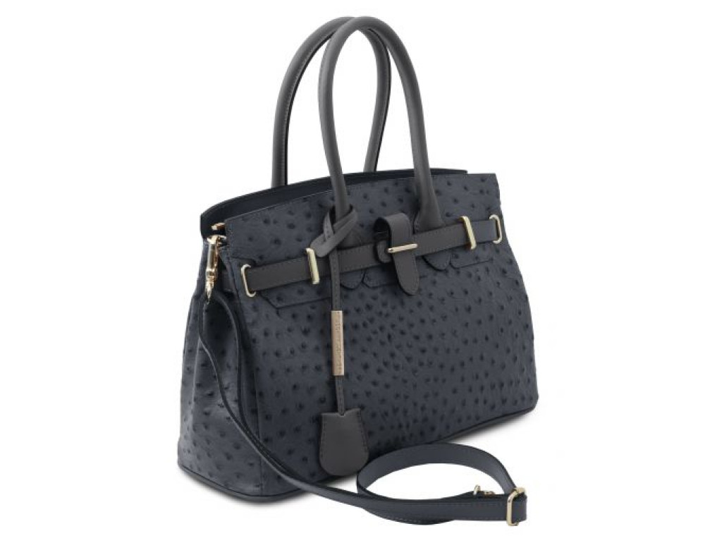 Сіра жіноча сумка зі страусиної шкіри Tuscany Leather TL142120 Gray - Фотографія № 3