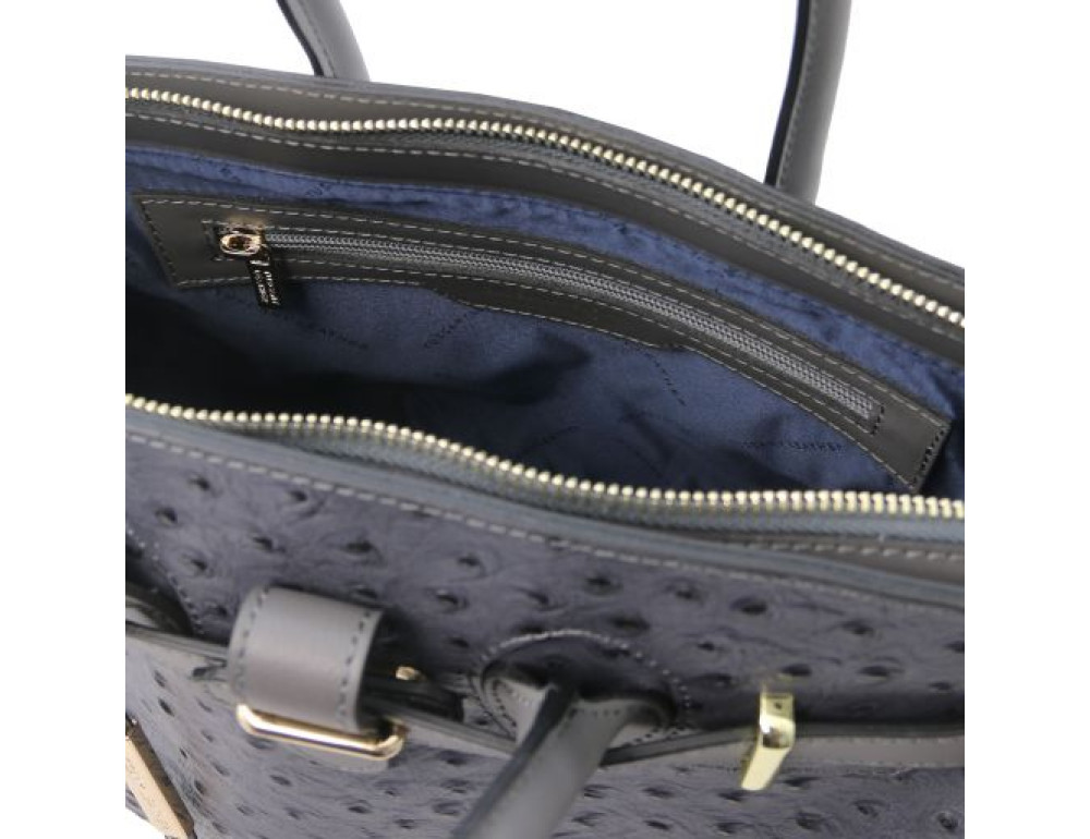 Сіра жіноча сумка зі страусиної шкіри Tuscany Leather TL142120 Gray - Фотографія № 6