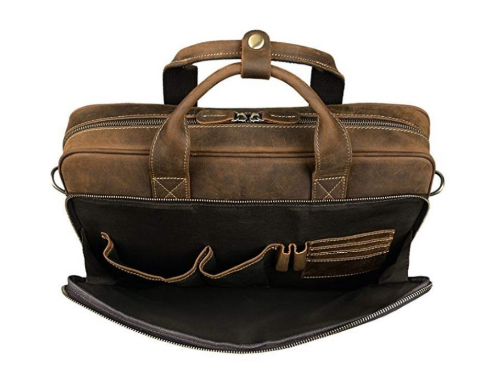 Коричнева вінтажна сумка з натуральної шкіри Tiding Bag t0033 - Фотографія № 3