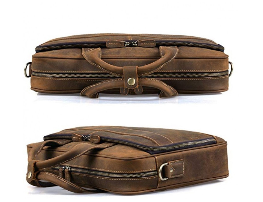 Коричнева вінтажна сумка з натуральної шкіри Tiding Bag t0033 - Фотографія № 4