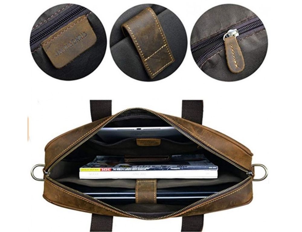 Коричнева вінтажна сумка з натуральної шкіри Tiding Bag t0033 - Фотографія № 5