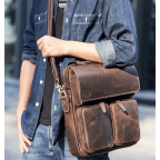 Коричневая мужская сумка-мессенджер Tiding Bag t1072 - Фото № 101