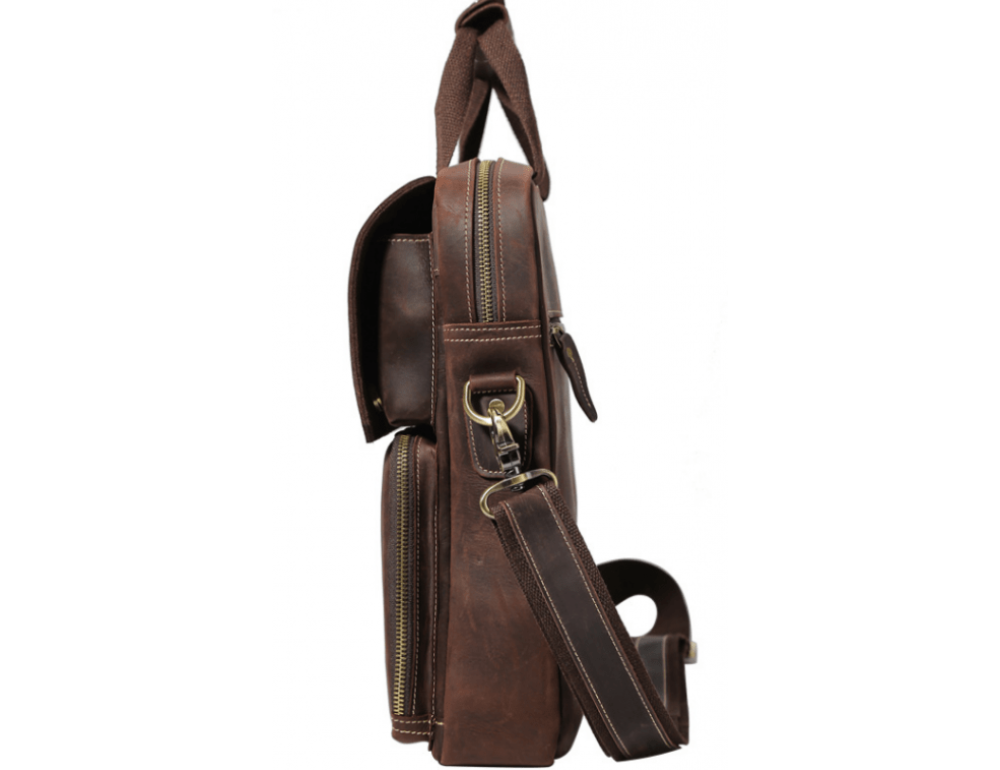 Коричневая мужская сумка-мессенджер Tiding Bag t1072 - Фото № 4