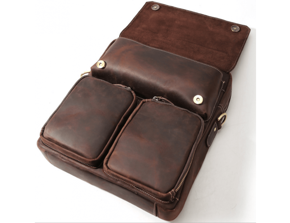 Коричневая мужская сумка-мессенджер Tiding Bag t1072 - Фото № 5