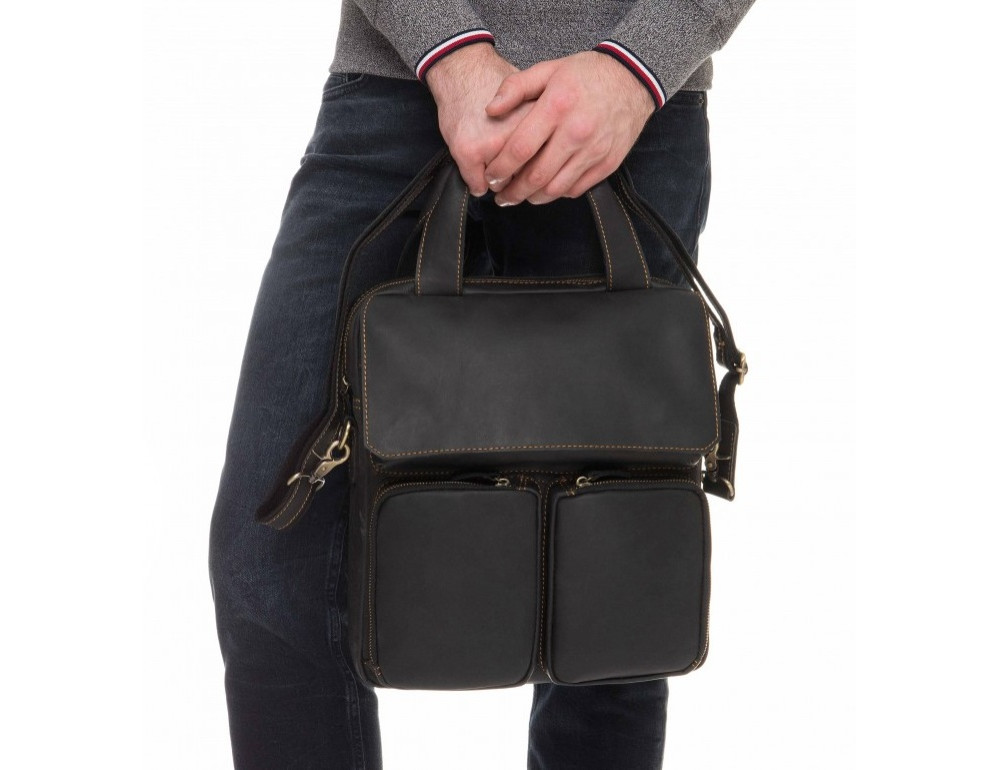 Чёрная мужская сумка-мессенджер Tiding Bag t1072A - Фото № 2