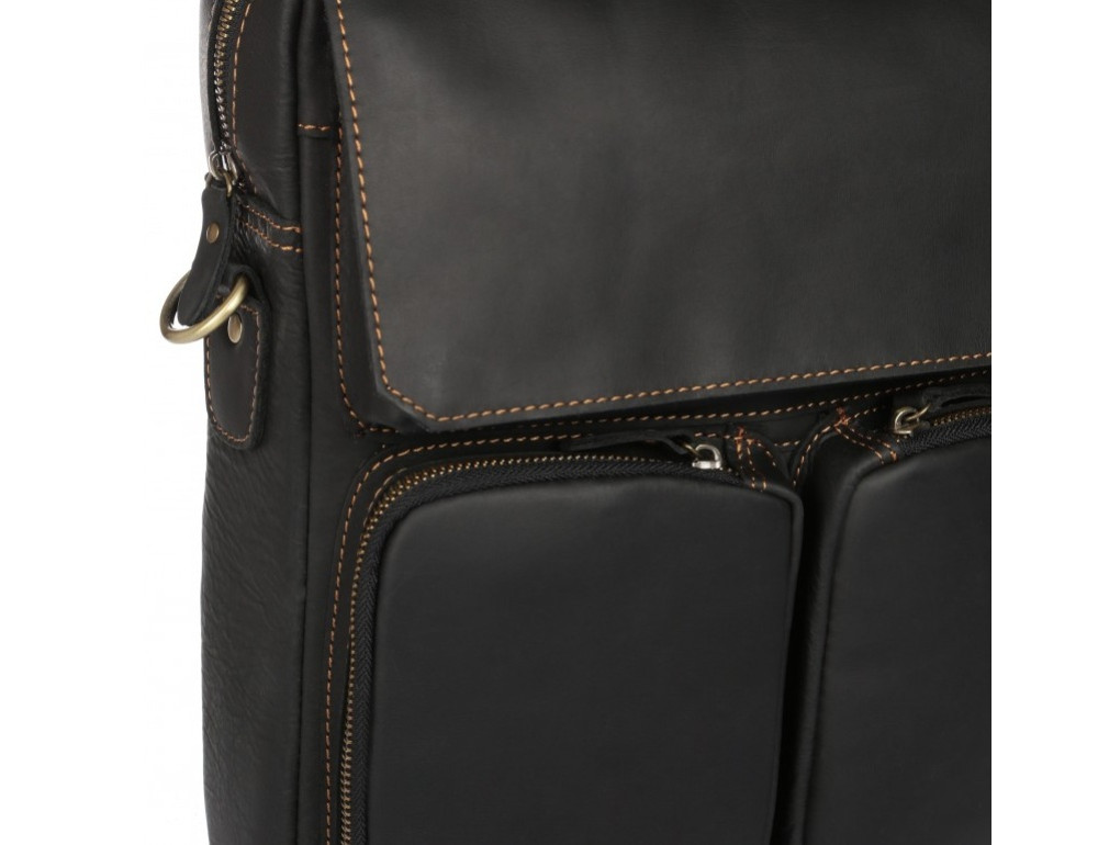 Чёрная мужская сумка-мессенджер Tiding Bag t1072A - Фото № 7