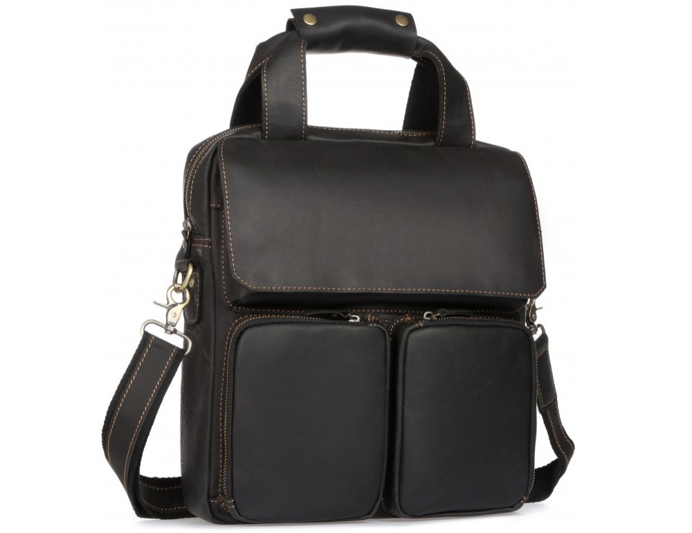 Чёрная мужская сумка-мессенджер Tiding Bag t1072A - Фото № 9