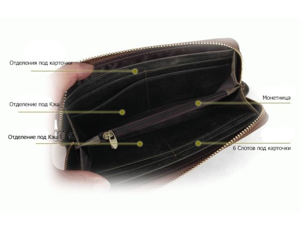 Шкіряний клатч TIDING BAG T4007 коричневий - Фотографія № 7