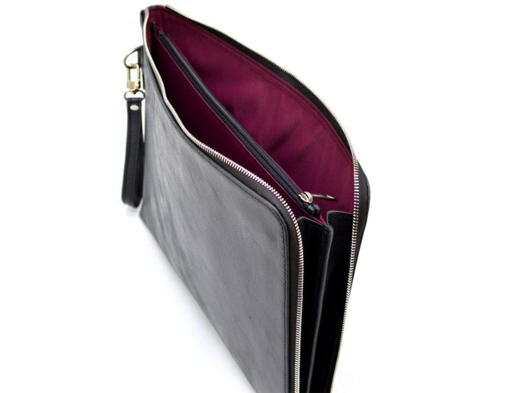 Чёрная кожаная папка-клатч формата А-4 TARWA TA-2559-4lx - Фото № 5