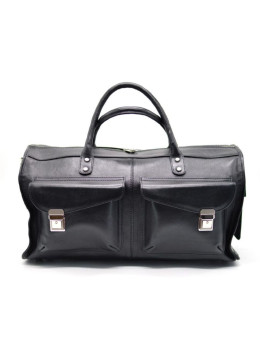 Чёрная дорожная сумка из телячьей кожи TARWA TA-5664-4lx