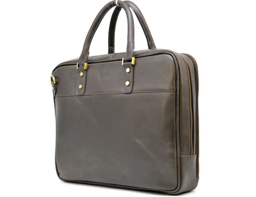 Мужской кожаный портфель TARWA TC-4766-4lx коричневый - Фото № 6