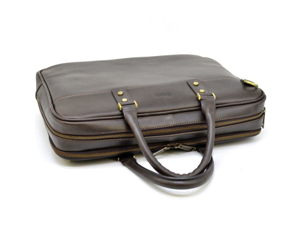 Мужской кожаный портфель TARWA TC-4766-4lx коричневый - Фото № 5